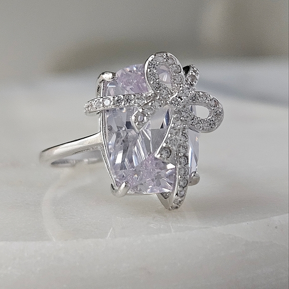 Deluxe Bow Ring, 925 Sterling Silver Charmed Aroma Bow Collection - Picture 2 of 5